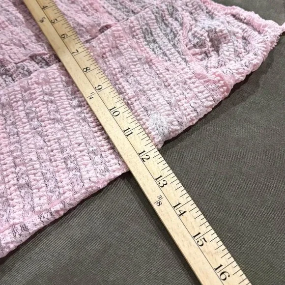 00s Style Leg Avenue Pink Sheer Striped Halter Neck Crop Top Size X-Small - Picture 5 of 6